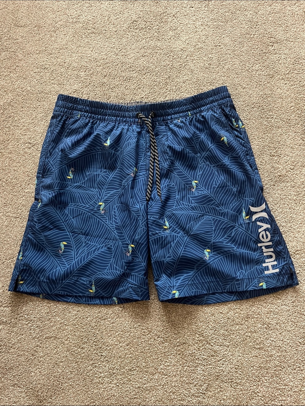 Hurley Men’s Navy Blue Tropical Toucan Swim Shorts